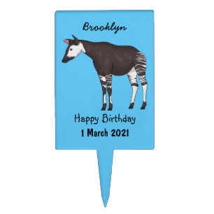 Okapi cartoon illustration cake topper