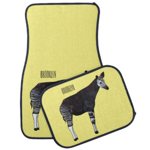 Okapi cartoon illustration car floor mat