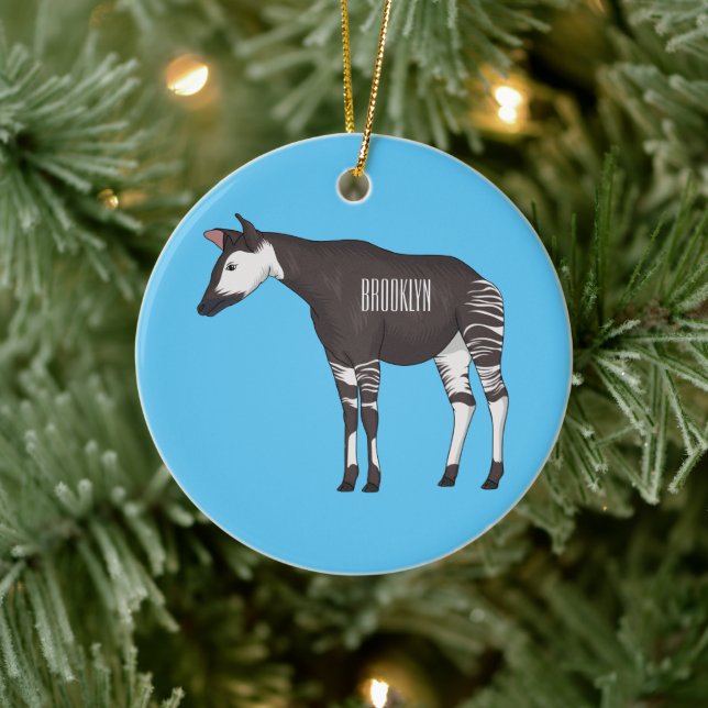 Okapi cartoon illustration ceramic ornament | Zazzle