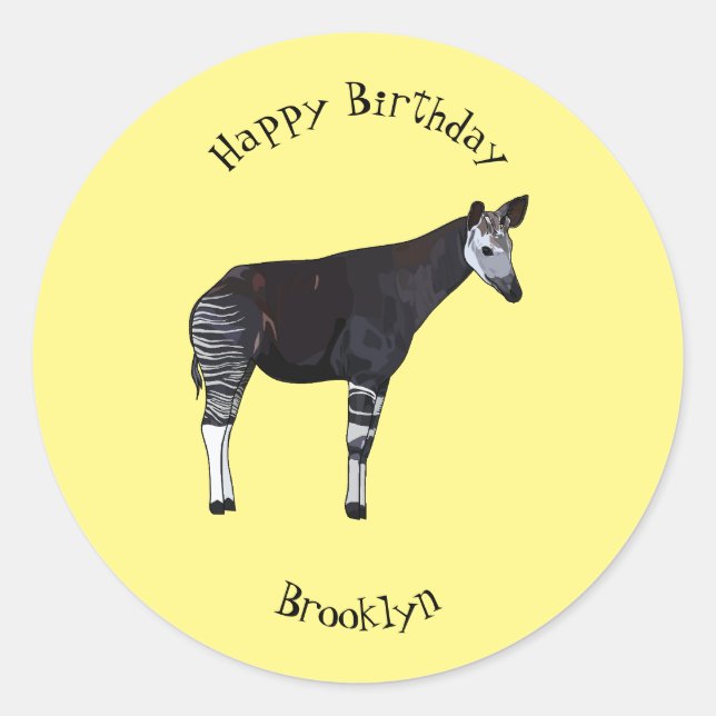 Okapi cartoon illustration classic round sticker (Front)