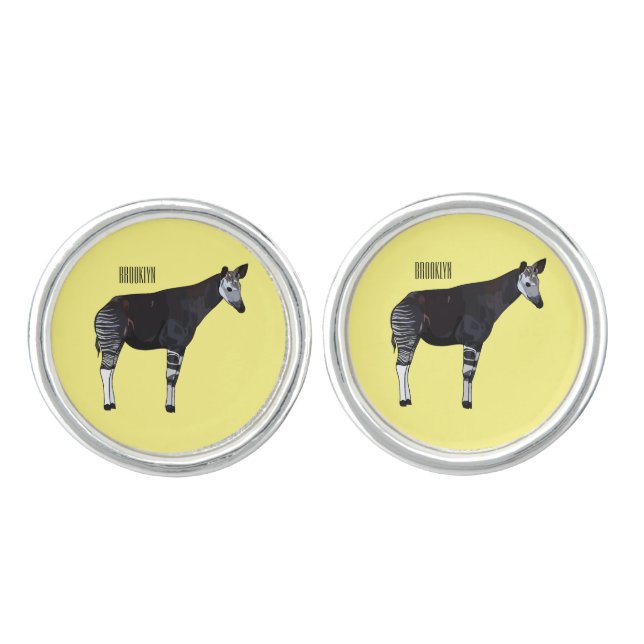 Okapi cartoon illustration cufflinks (Front)