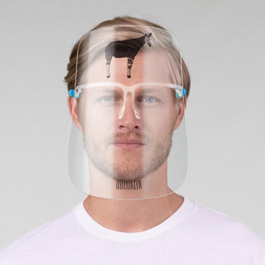 Okapi cartoon illustration face shield (Insitu)