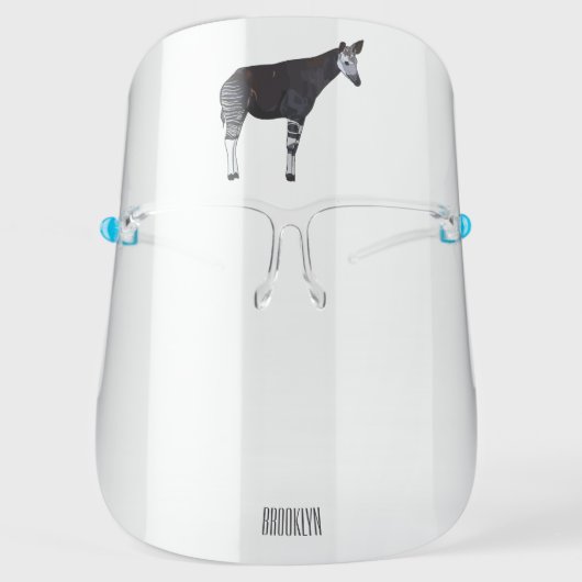 Okapi cartoon illustration face shield (Front)