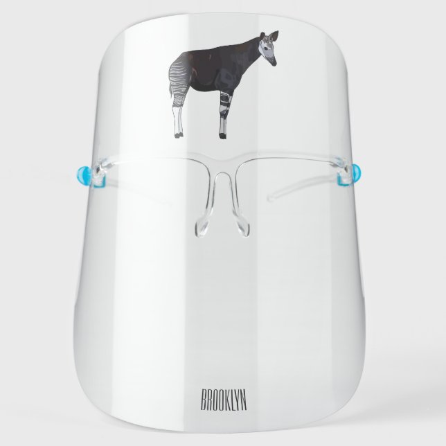 Okapi cartoon illustration face shield (Front)
