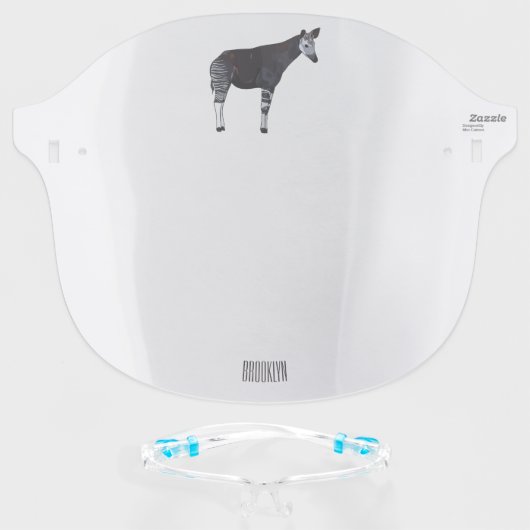 Okapi cartoon illustration face shield (Front w/Glasses)
