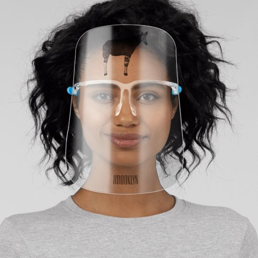 Okapi cartoon illustration face shield (Insitu)