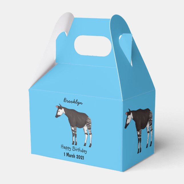 Okapi cartoon illustration favor boxes (Front Side)