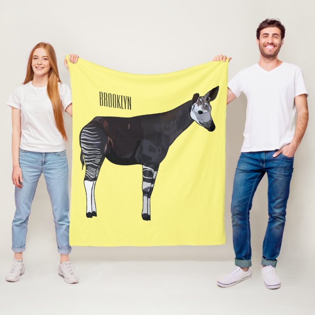 Okapi cartoon illustration fleece blanket (In Situ)