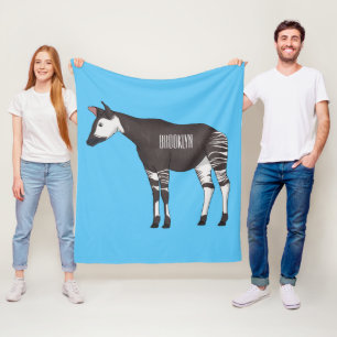 Okapi cartoon illustration fleece blanket