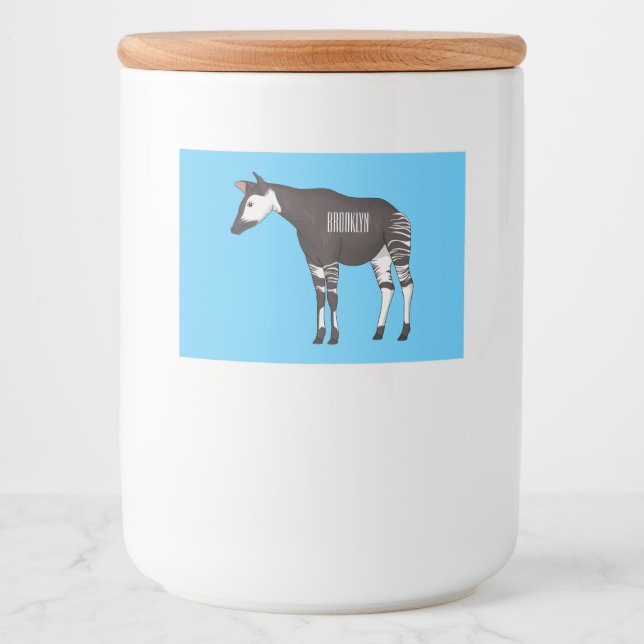 Okapi cartoon illustration food label (Front)