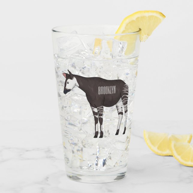 Okapi cartoon illustration glass (Back Ice)