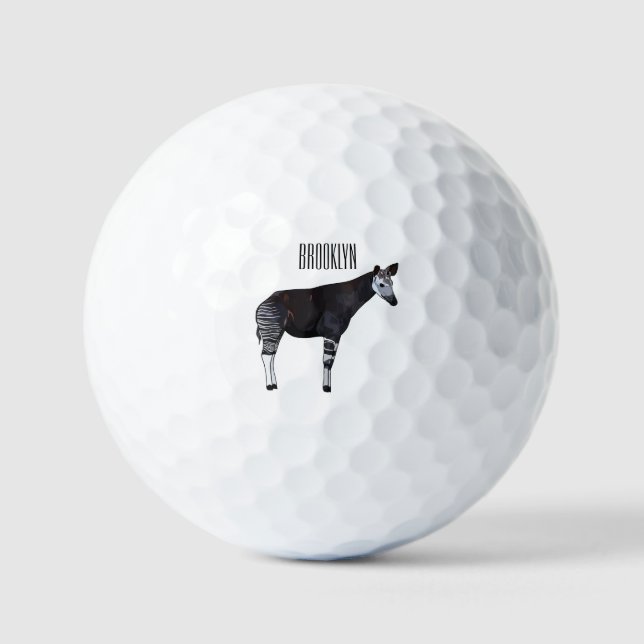 Okapi cartoon illustration golf balls (Front)