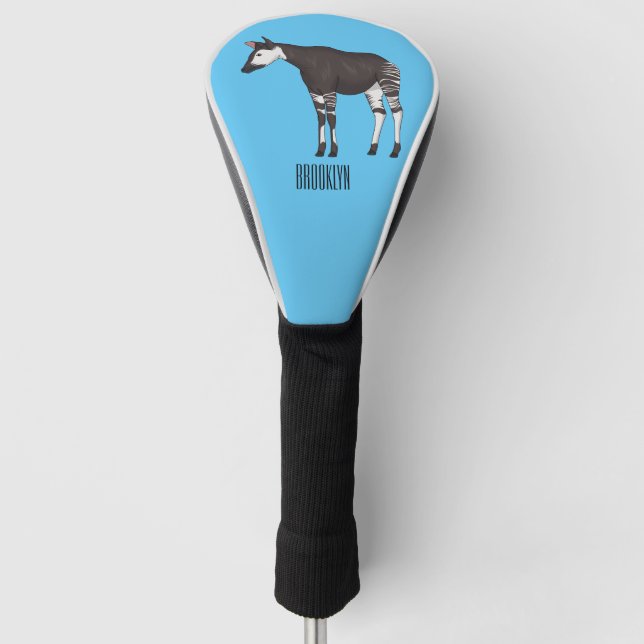 Okapi cartoon illustration golf head cover (Front)