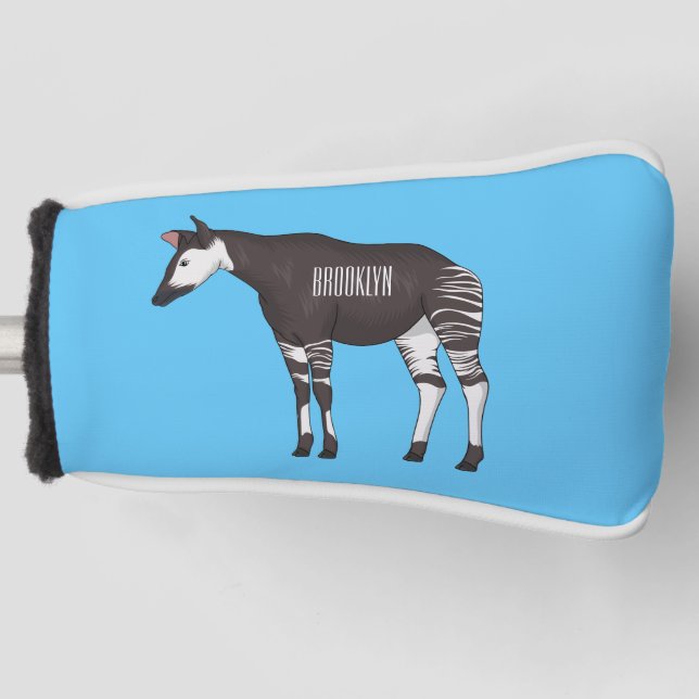 Okapi cartoon illustration golf head cover (Front)