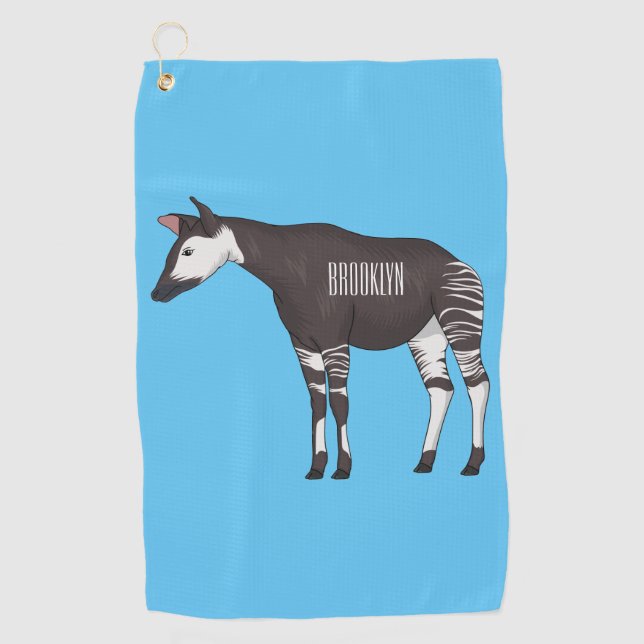 Okapi cartoon illustration  golf towel (Front)