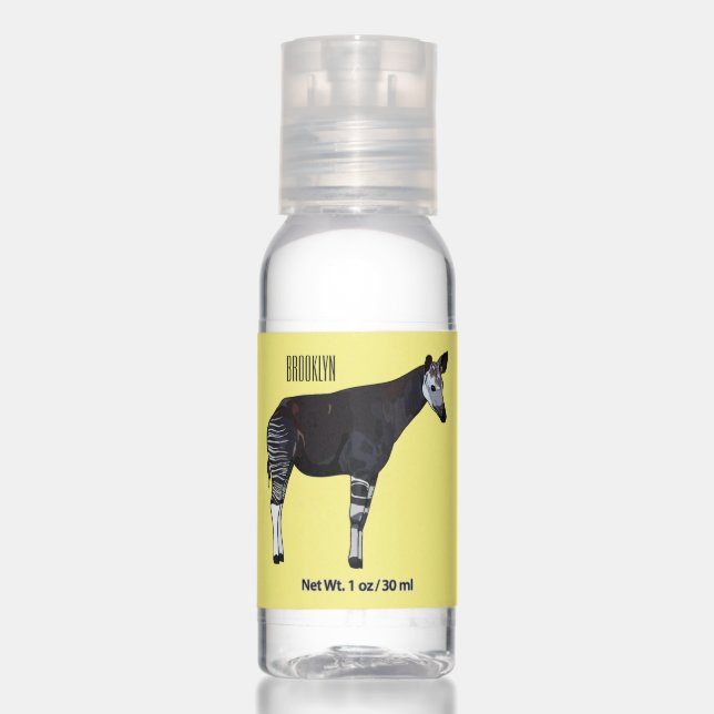 Okapi cartoon illustration  hand sanitizer (Front)