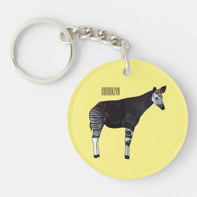 Okapi cartoon illustration keychain (Front)