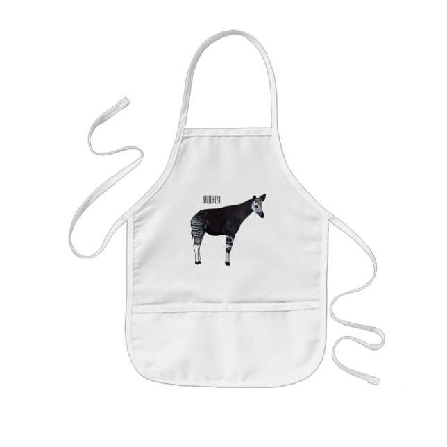 Okapi cartoon illustration kids' apron (Front)