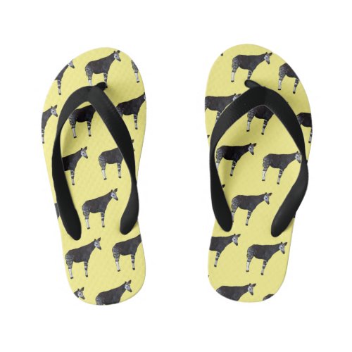 Okapi cartoon illustration kids flip flops