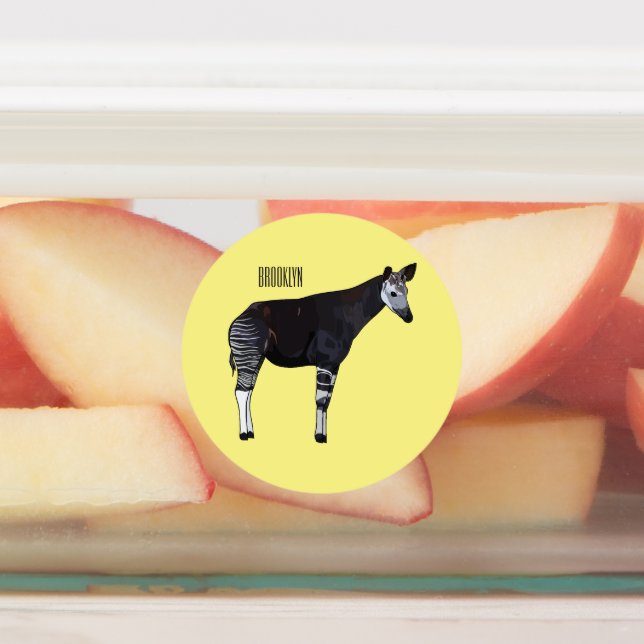 Okapi cartoon illustration labels (Affixed)