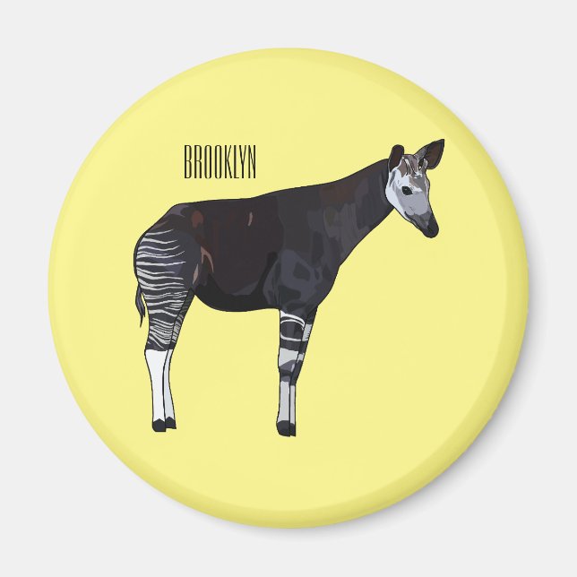 Okapi cartoon illustration magnet (Front)