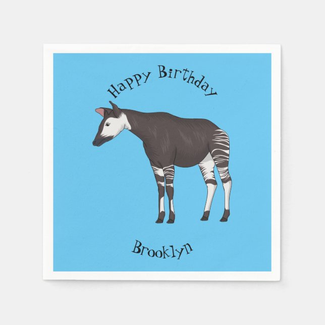 Okapi cartoon illustration  napkins (Front)
