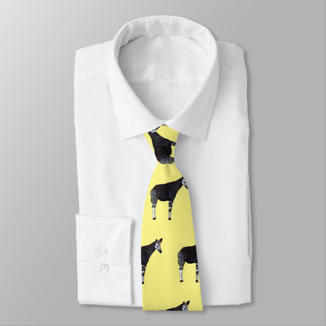 Okapi cartoon illustration neck tie (Tied)