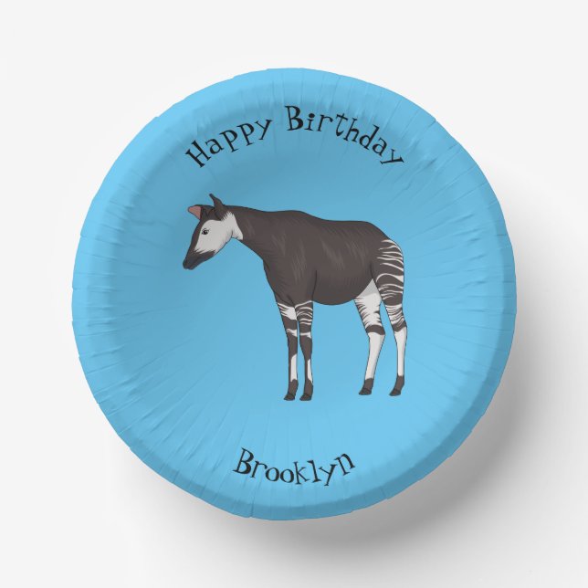 Okapi cartoon illustration  paper bowls (Front)