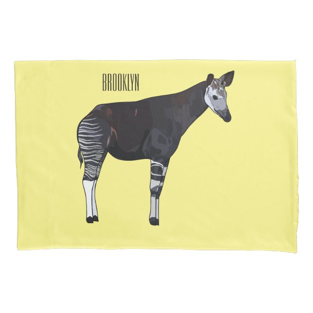 Okapi cartoon illustration pillow case (Front)