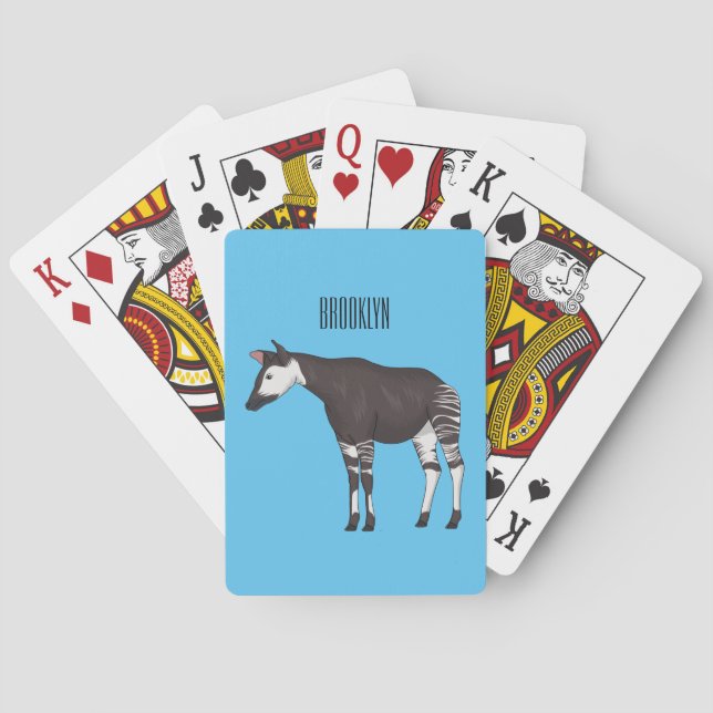 Okapi cartoon illustration poker cards (Back)