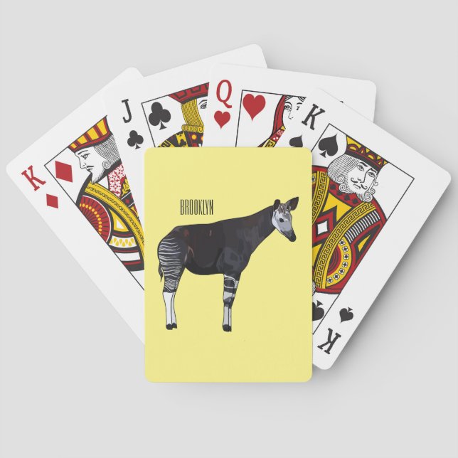 Okapi cartoon illustration poker cards (Back)
