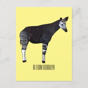 Okapi cartoon illustration postcard