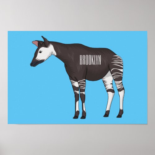 Okapi cartoon illustration  poster