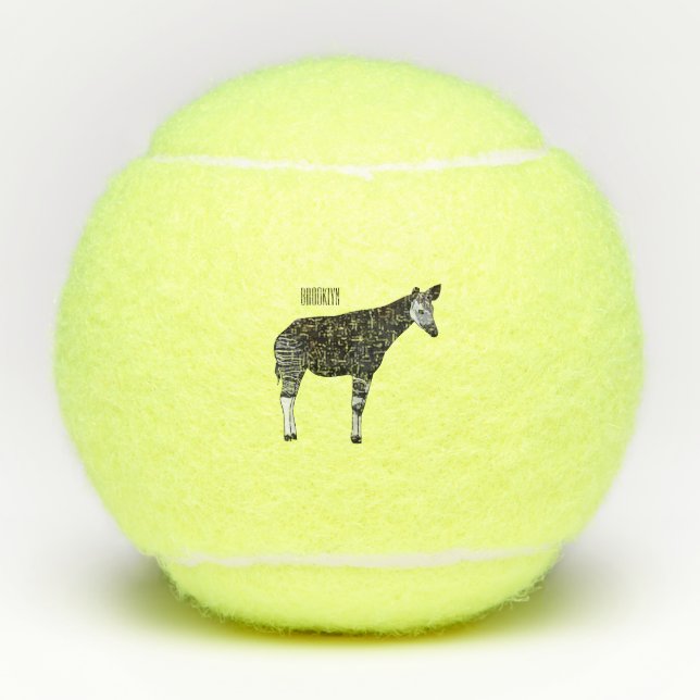 Okapi cartoon illustration tennis balls (Front)