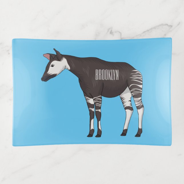 Okapi cartoon illustration trinket tray (Front)