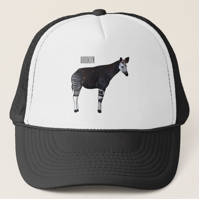 Okapi cartoon illustration trucker hat (Front)