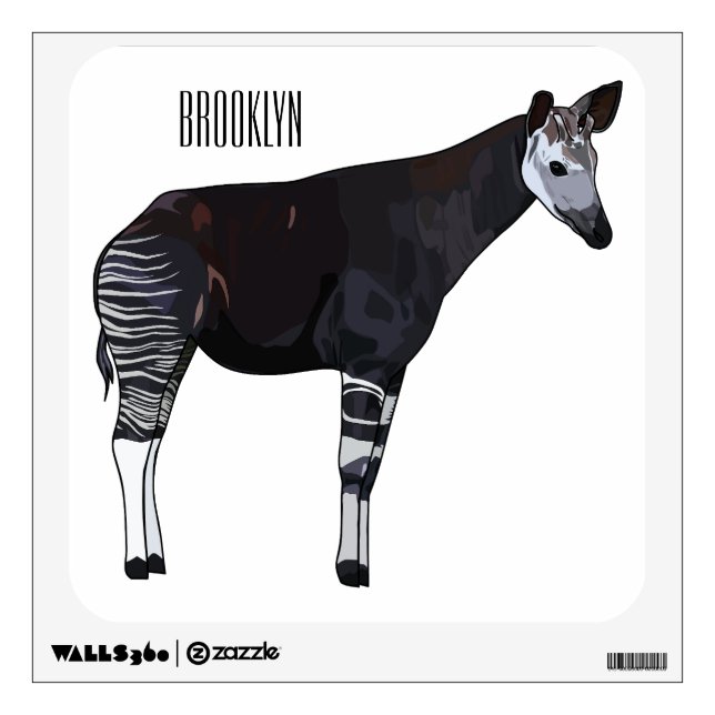 Okapi cartoon illustration wall decal (Front)