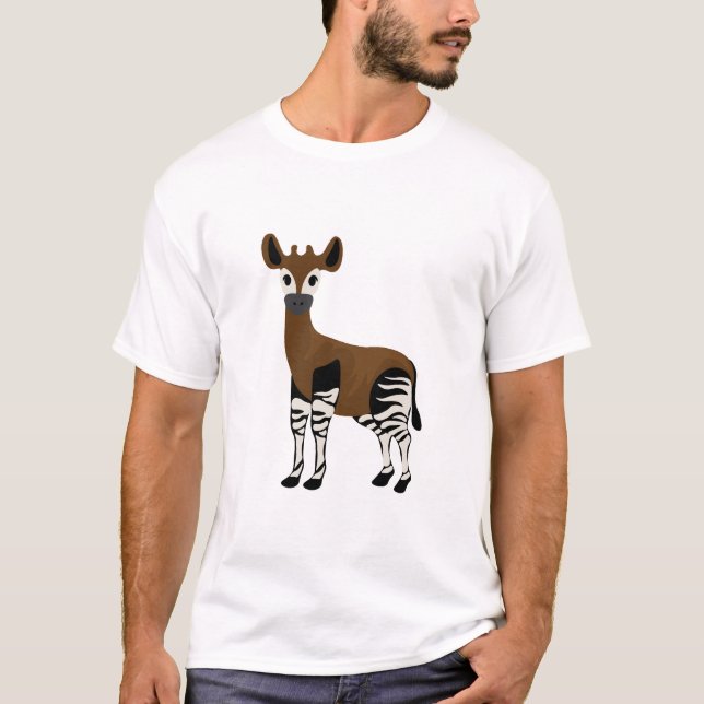Okapi Cartoon, Majestic Okapi Animal, Okapi Lovers T-Shirt (Front)
