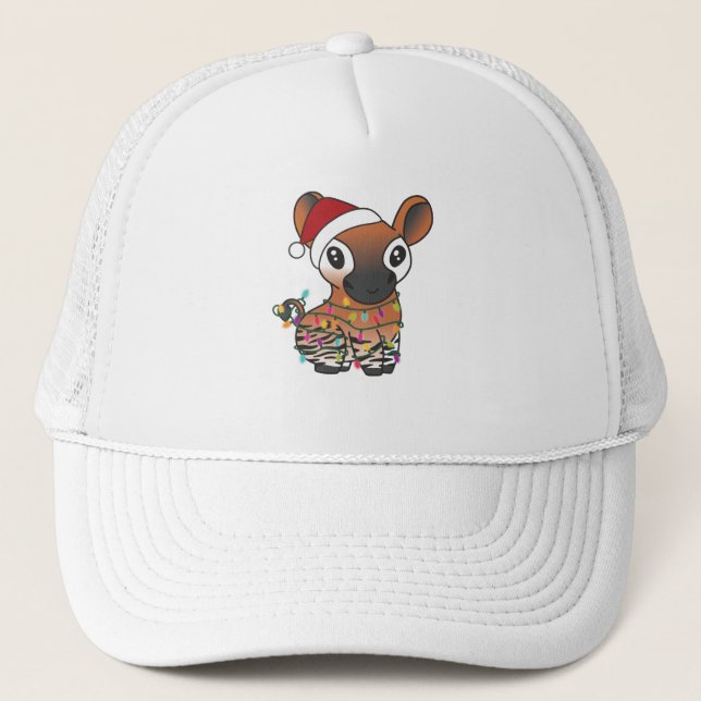 Okapi Christmas Snow Winter Animals Okapis Trucker Hat (Front)