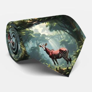 Okapi In The Rainforest (Zebra Giraffe), Neck Tie