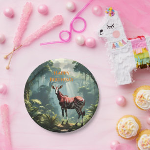 Okapi In The Rainforest, (Zebra Giraffe) Paper Plates