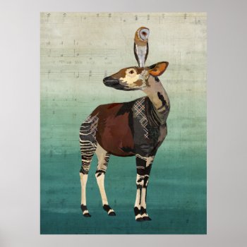 Okapi & Owl Art Poster by Greyszoo at Zazzle