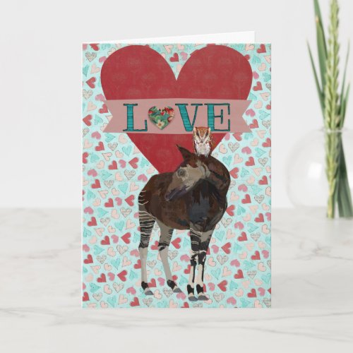 OKAPI  OWL Heart Valentine Card