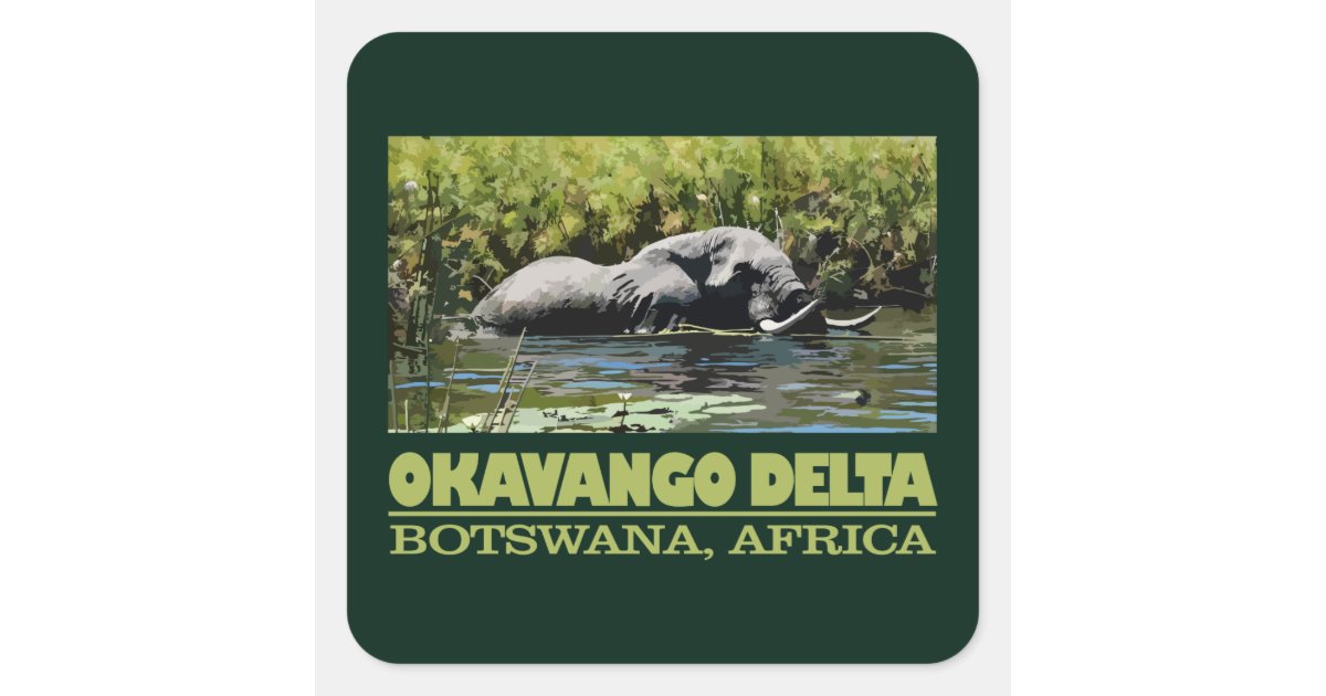 Okavango Sticker Okavango Delta Square Sticker | Zazzle
