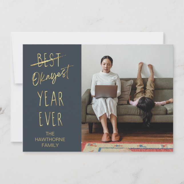 Okayest Year 2020 Custom Christmas Photo Holiday Card (Front)