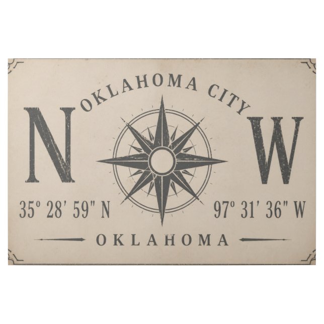 OKC Route 66 Coordinates Canvas Art (Front)
