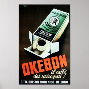 OKEBON CAFFE Instant Italian Coffee Beverage Ad Poster