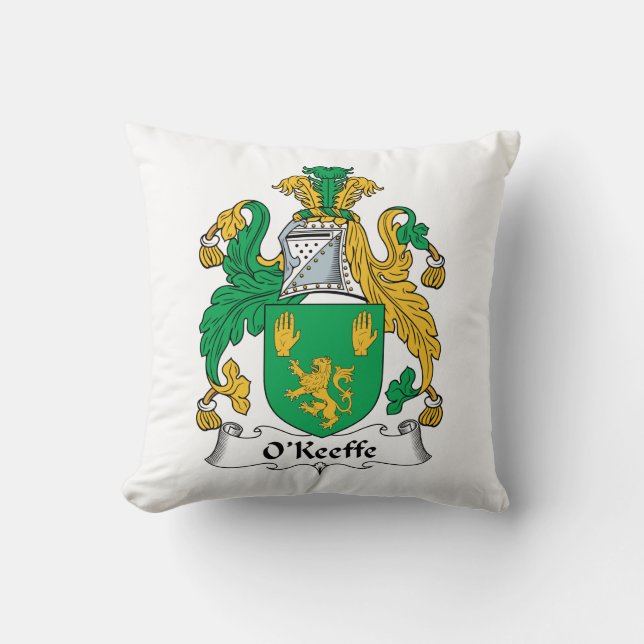 O'Keefe Family Crest Throw Pillow (Front)