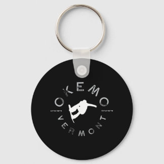 Okemo Mountain Vermont Graphic Vintage Snowboard T Keychain