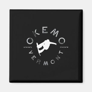 Okemo Mountain Vermont Graphic Vintage Snowboard T Magnet